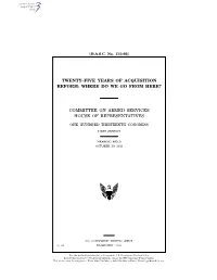 Twenty–Five Years of Acquisition Reform: Where Do We Go from Here?