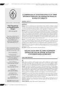 A Comparison of Activation Effects of Three Different Exercises on Suprahyoid Muscles in Healthy Subjects Sağlikli Olgularda Ü
