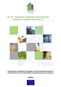 D2.1B - Summary of Policies and Incentives Relevant to Retrofit in the EU-27