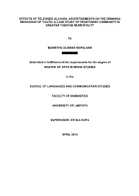 Effects of Televised Alcohol Advertisements on the Drinking Behaviour of Youth: a Case Study of Praktiseer Community in Greater Tubatse Municipality