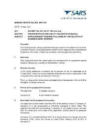 Extraordinary Dividend Followed by the Dilution of Shareholders' Interest