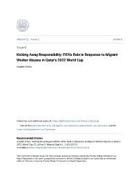 FIFA's Role in Response to Migrant Worker Abuses in Qatar's 2022 World Cup