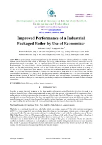 Improved Performance of a Industrial Packaged Boiler by Use