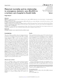 Maternal Mortality and Its Relationship to Emergency