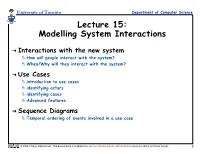 Modelling Interactions