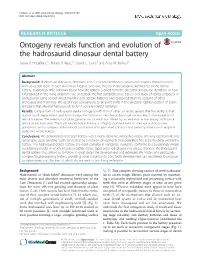 Ontogeny Reveals Function and Evolution of the Hadrosaurid Dinosaur Dental Battery Aaron R