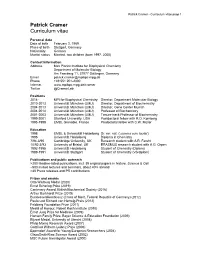 Patrick Cramer Curriculum Vitae
