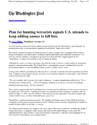 Plan for Hunting Terrorists Signals U.S. Intends to Keep Adding Names to Kill Lists - the Wa