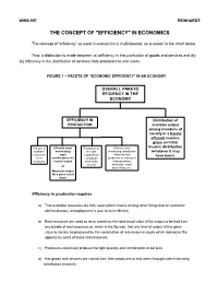 The Concept of "Efficiency" in Economics