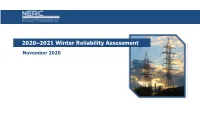 2020–2021 Winter Reliability Assessment