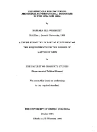ABORIGINAL CONSTITUTIONAL DISCOURSE in the 1970S and 1980S