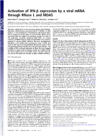 Activation of IFN-Β Expression by a Viral Mrna Through Rnase L and MDA5