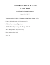 Adobe Lightroom - Where Do We Go Next?