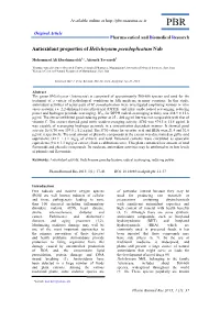 Antioxidant Properties of Helichrysum Pseudoplicatum Nab