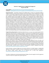 Bachelor of Applied Science in Supply Chain Management Program Code T400