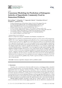 Consensus Modeling for Prediction of Estrogenic Activity of Ingredients Commonly Used in Sunscreen Products