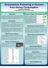 Grayanotoxin Poisoning in Humans from Honey Consumption HELENA COLOMA DÍEZ AUTONOMOUS UNIVERSITY of BARCELONA