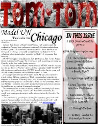 Model UN Travels to in THIS ISSUE by Morgan Mcpartland Head Editor Chicago 3