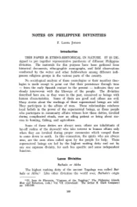 Notes on Philippine Divinities