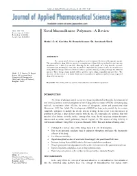 Novel Mucoadhesive Polymers –A Review Received On: 05-10-2011 Revised On: 13:10:2011 Accepted On: 22-10-2011