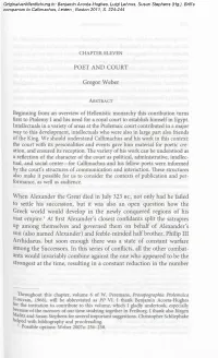 POET and COURT Gregor Weber Beginning from an Overview of Hellenistic Monarchy This Conribution Turns First to Ptolemy I And