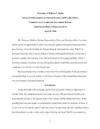Testimony of William C. Banks