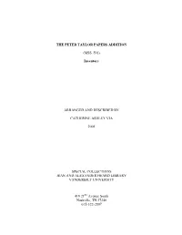 The Peter Taylor Papers Addition
