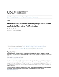 An Understanding of Factors Controlling Isotopic Ratios of Wine As a Potential Surrogate of Past Precipitation