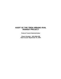 Audit of the Tren Urbano Rail Transit Project