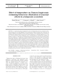 Effect of Temperature on Temora Longicornis Swimming Behaviour: Illustration of Seasonal Effects in a Temperate Ecosystem