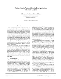 Finding Security Vulnerabilities in Java Applications with Static Analysis