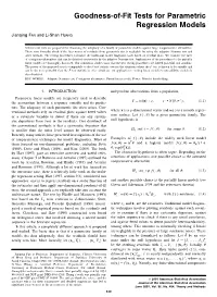Goodness-Of-Fit Tests for Parametric Regression Models