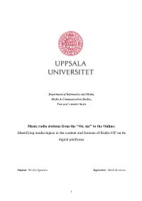 Identifying Media Logics in the Content and Formats of Radio FIP on Its Digital Platforms