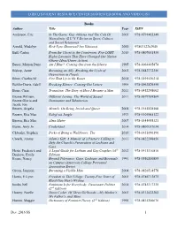 Lgbtq Student Resource Center Suggested Book and Video List