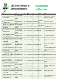 PROGRAM SCHEDULE (Oral Presentations)