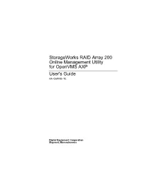 Storageworks RAID Array 200 Online Mgt Utility for Openvms AXP User's