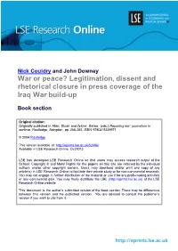 War Or Peace? Legitimation, Dissent and Rhetorical Closure in Press Coverage of the Iraq War Build-Up