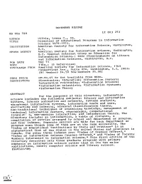 Directory of Educational Programs in Information Science 1971-1972