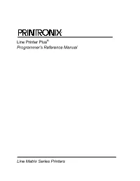 Line Printer Plus Programmer's Reference Manual Line Matrix