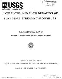 Low Flows and Flow Duration of Tennessee Streams Through 1981