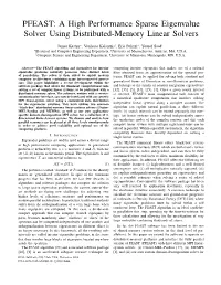PFEAST: a High Performance Sparse Eigenvalue Solver Using Distributed-Memory Linear Solvers