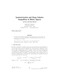 Symmetrization and Sharp Sobolev Inequalities in Metric Spaces