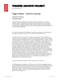 Theatre Archive Project: Interview with Peggie Faulkner