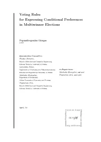Voting Rules for Expressing Conditional Preferences in Multiwinner Elections