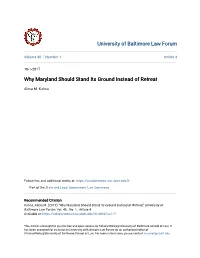 Why Maryland Should Stand Its Ground Instead of Retreat