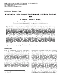 A Historical Reflection of the University of Rabe Rashidi, Iran