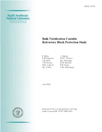 Bulk Vitrification Castable Refractory Block Protection Study