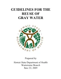 Guidelines for the Reuse of Gray Water
