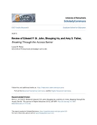 Review of Edward P. St. John, Shouping Hu, and Amy S. Fisher, Breaking Through the Access Barrier