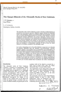 The Opaque Minerals of the Ultramafic Rocks of New Caledonia